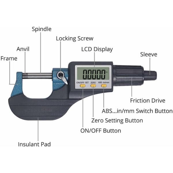 0-25mm LCD Digital Elektronisk Mikrometer Digital Palmer Utomhus M-XS5-