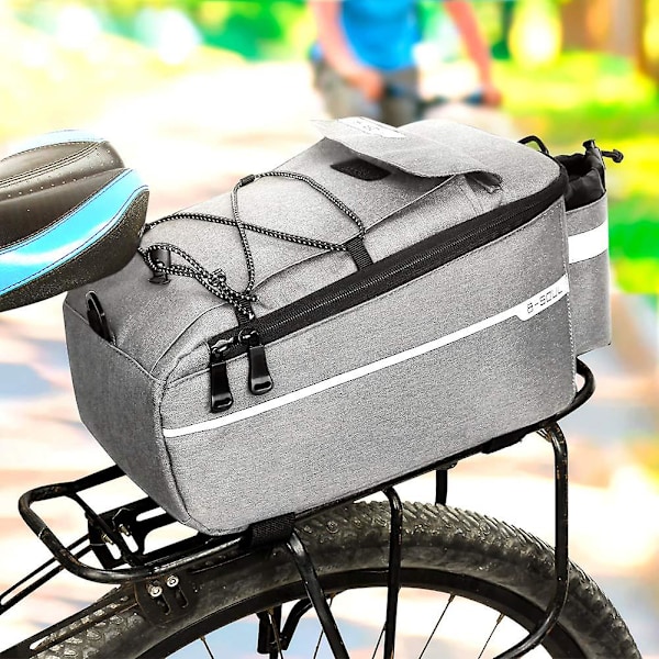 Cykelkurv til bagagebærer, 10 L cykeltasker til bagagebærer, isoleret køletaske til bagage, cykelbagagebærer, grå Grey