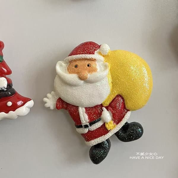 Julkylskåpsmagneter Set, Träd Tomte Snögubbe Ren Magnetisk Dekor för Högtiden Red Christmas tree