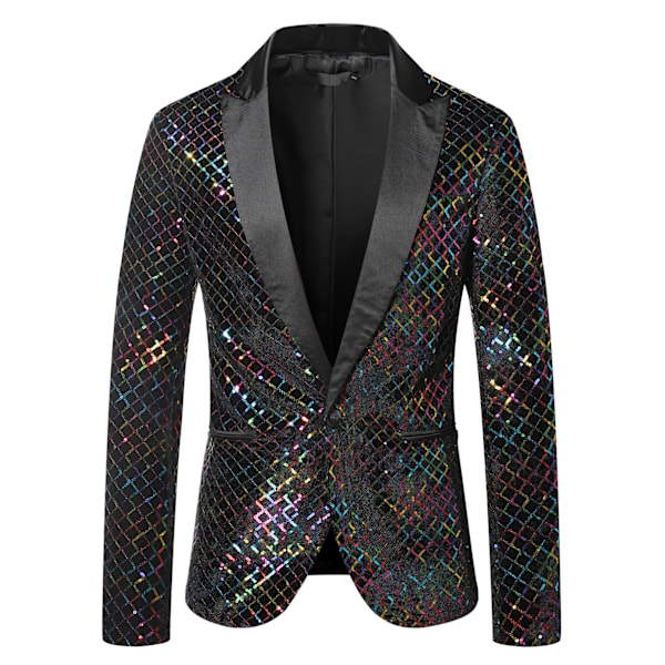 Menners skinnende paljettjakke blazer med en knapp Color XL