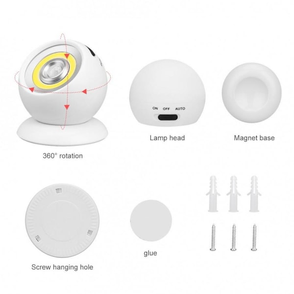 Pro LED Sensorlampa - Magnetisk LED-lampa med rörelsessensor white