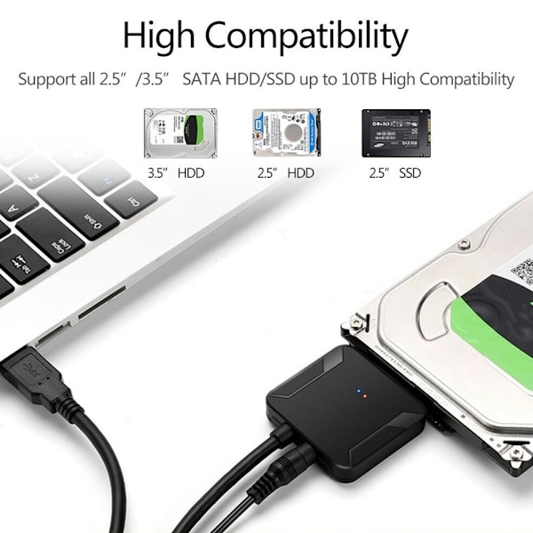 USB 3.0 til 2.5/3.5 tommer IDE SATA-harddiskadapter HDD Transfer Converter-kabel 3.5