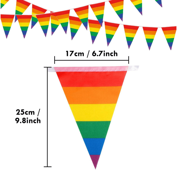 Flagvimpel 10m Rainbow Pride, festlig färgad vimpel