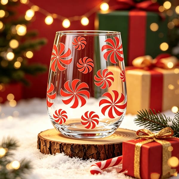 Julglaskonstmugg 300ml, festligt dricksglas, julklappsglas Snowflake