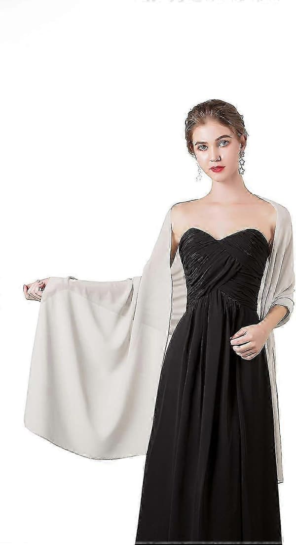 Bløde Chiffon Tørklæder, Sjaler og Wraps Kompatible med Aftenkjoler Bryllupssjal Wrap Brudetørklæde Kompatibelt med Kvinder One Size One Size Silver