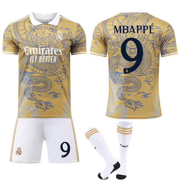 2024-2025 Real Madrid Special Edition Barn- og Voksen Fodboldtrøje med Strømper No.9 Mbappé No.9 Mbappé M