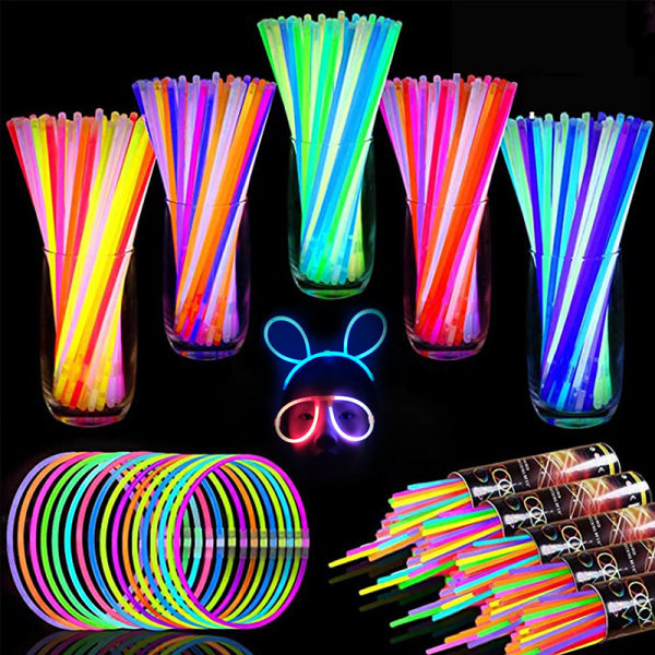 100 kpl glowsticks-käsivarsinauha, självlysande multifärg