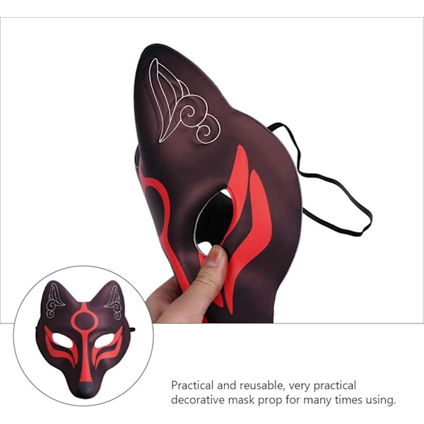 Fox Japansk Kabuki Kitsune Mask för Män Kvinnor Barn