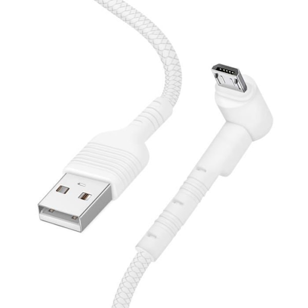 Micro-USB-kabel Vinklad kontakt Flätad effekt 1m Stödläge Inkax CK71 Vit