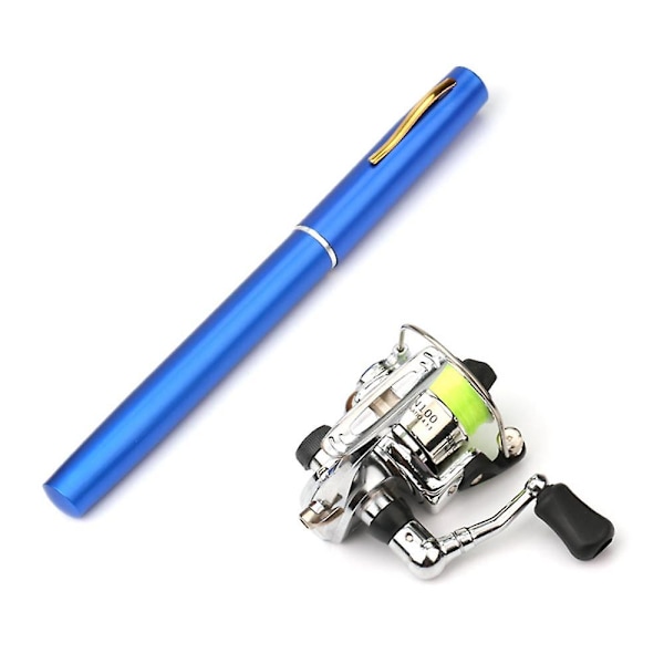 1M / 1,4M lomme Foldbar Fiskespind Rulle Combo Mini Pen Fiskesæt Teleskopfiskeri blå blue 1.4M