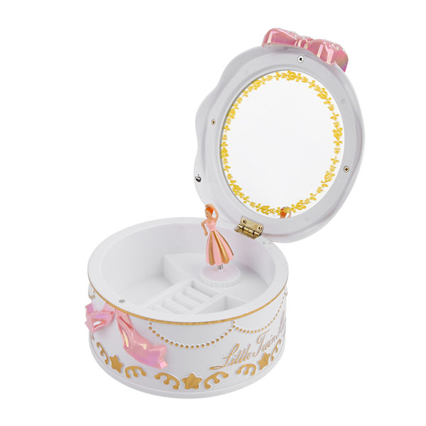 Musikalisk speldosa Miniatyr roterande ballerina flicka smyckesförvaring för barn flickor (vit) 0.5