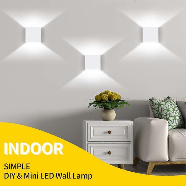 2-pack LED Wall Lamp Indoor Up and Down Wall Light Modern Wall Sconce Lighting Black 7W Aluminum-FF- White white light