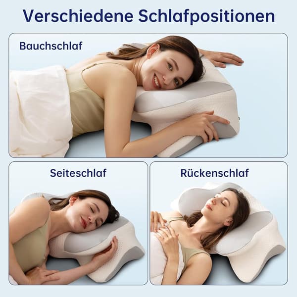 Memory Foam Pute Ergonomisk for Nakkesmerter Sidesover Ortopedisk Sengpute