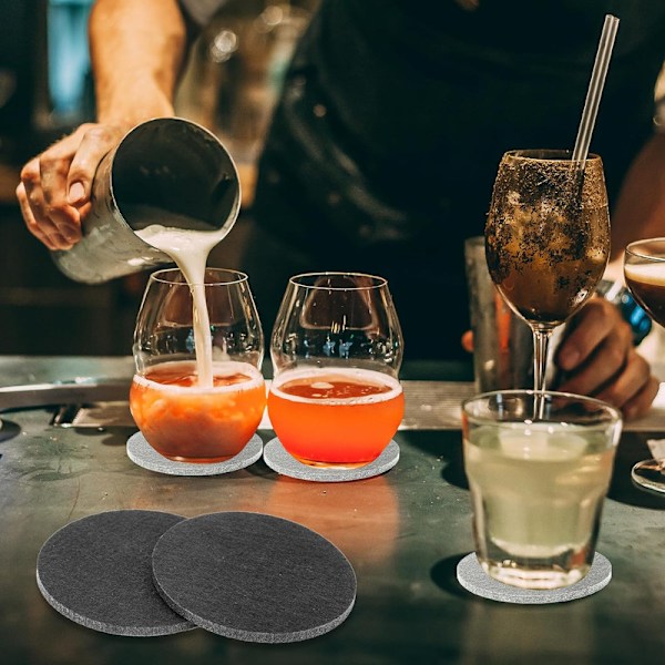 20 stk. runde glasbrikker, filtunderlag til glas, (mørkegrå)