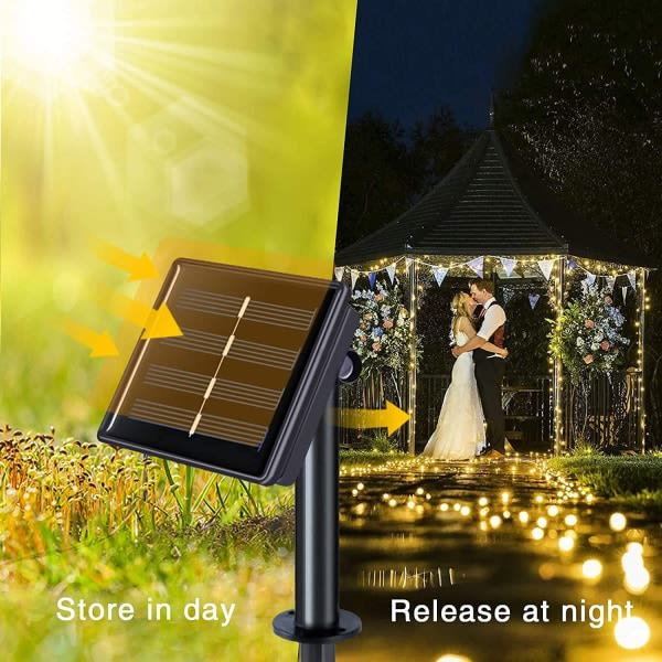 Solar String Lights Outdoor Lämmin, 2 kpl 2×120LED Garden Solar L