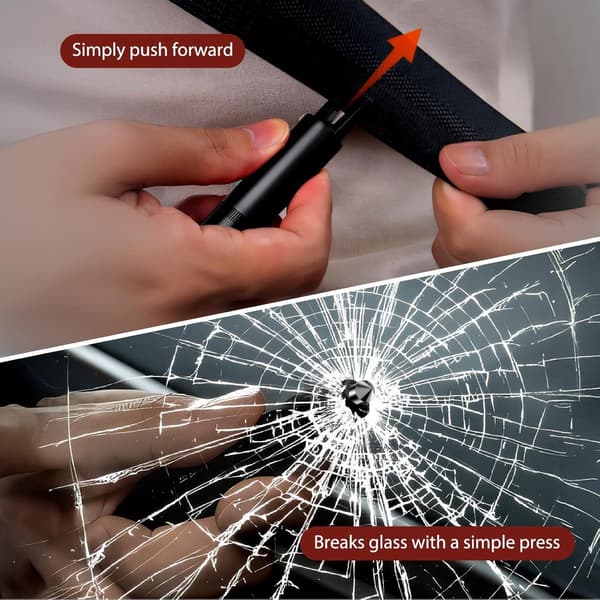 Bilglasbrytare Säkerhetsbältesskärare Nödhammare med Testglas 4-pack