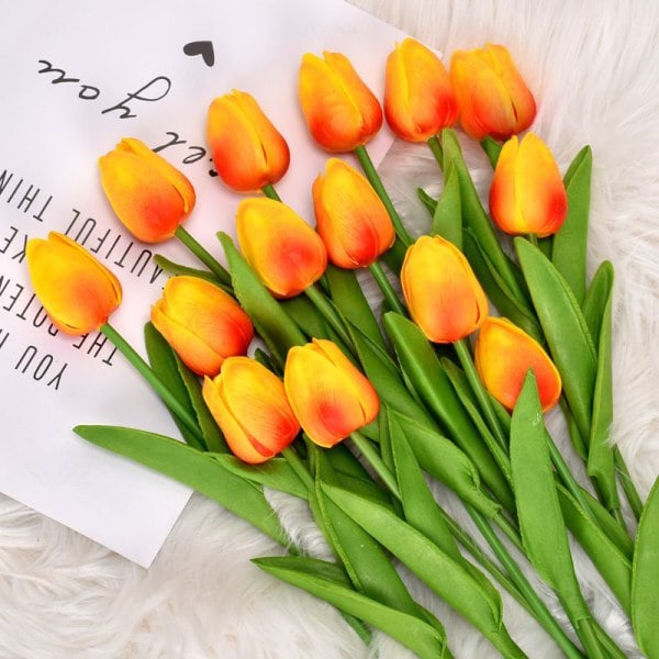 20 STK Kunstige Tulipaner Blomster Kunstige Tulipaner Bryllupsbukett Hjeminnredning/Hotell Bryllupsfotografering Rekvisitter