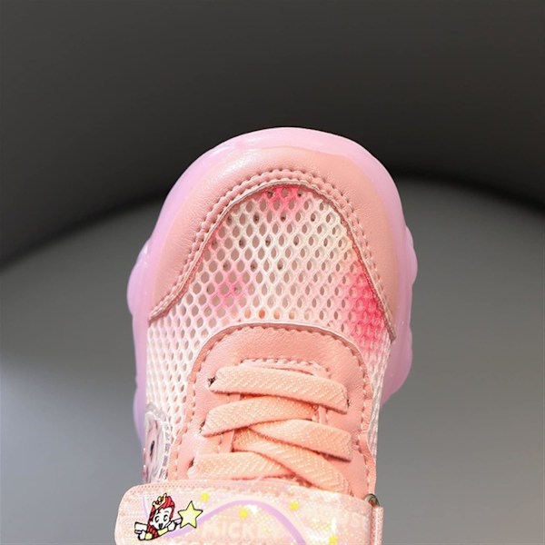 Elsa sko, prinsessesko, jenter lysende sko, barn LED sneakers, gutter jenter lett mesh stoff sko kryss treningssko casual kids sneakers Rosa 22 Pink