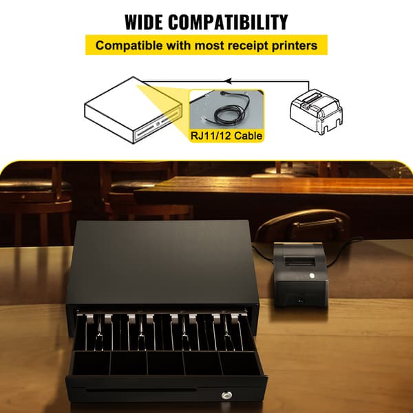 SucceBuy 13\" Kasseapparat for POS-system, 3 opplåsingsmetoder, RJ11/RJ12-XM5-