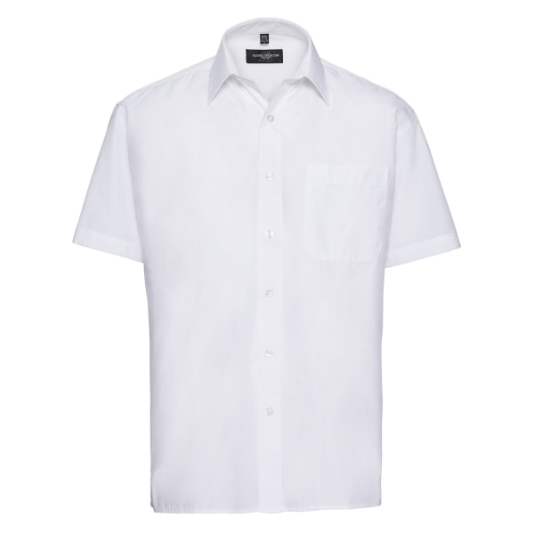 Russell Collection Poplin let pleje kortærmet skjorte til mænd 17 Hvid 17,5 tommer