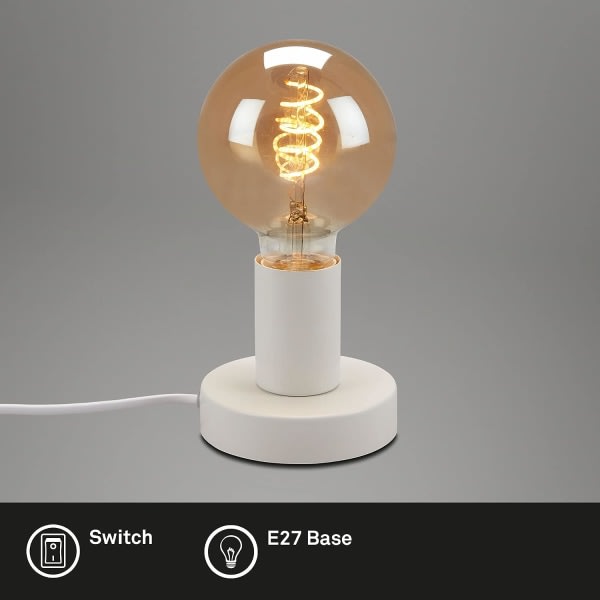 Bordlampe 1 x E27 maks. 10 W med kabelbryter Hvit 100 x 90 mm