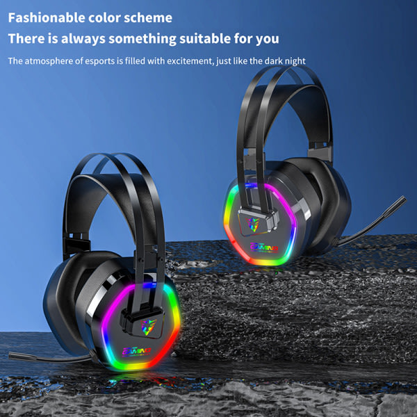 USB Datorheadset Gaming Headset Stereo Bass Surround RGB svart