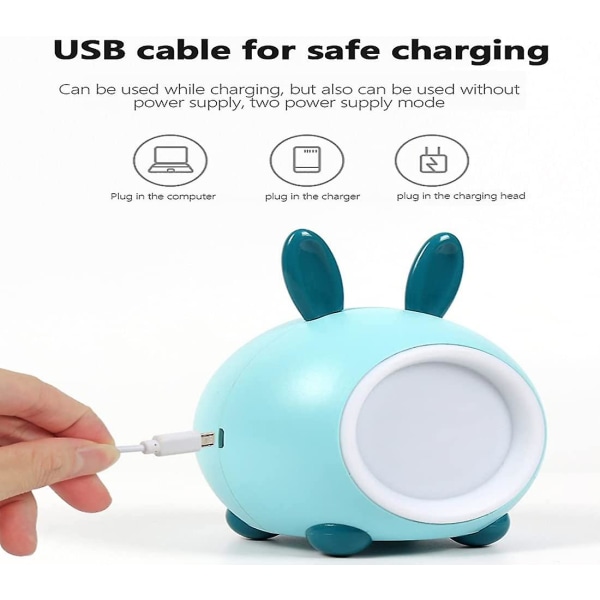 Söt kaninnattlampa för barn, Touch Led nattlampa med USB