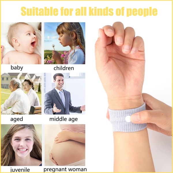 2 par rörelsesjuka käsivarsipanta mot illamående handledsband för bilsjuka på morgonen (barn och tonåringar)
