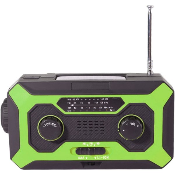 Vejrradio, Nød håndsvinglampe, Bærbar Overlevelses-Solradio, 2000mAh Stor Batterikapacitet