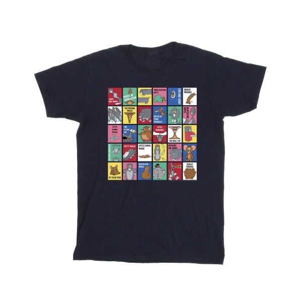 Tom And Jerry Boys Grid Squares T-shirt 3-4 år Marineblå Marineblå 3-4 år