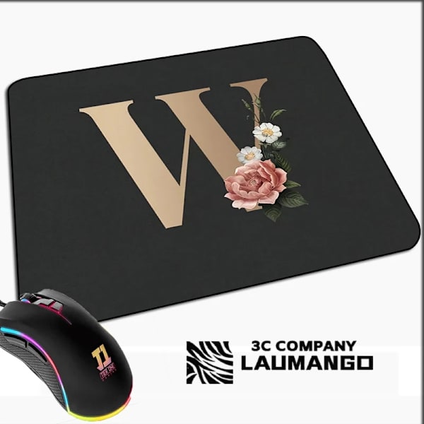 Lille Spillemusmåtte Gylden Initial Navn Mønster Kawaii Musmåtte Gamer Mini Computer Anime Måtte Gummimåtte Pc Tilbehør Måtter GG002040 GG002040 25x29cm