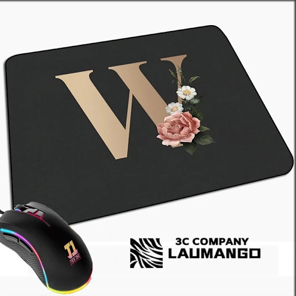 Liten musmatte med gyllent initialt navnemønster Kawaii musmatte Gamer Mini datamusmatte Anime matte Gummimatte PC-tilbehør Mattor GG002032 GG002032 40x50cm