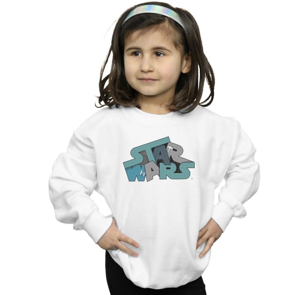 Star Wars Girls Death Star Jumble Logo Sweatshirt 5-6 år Whi White 5-6 år
