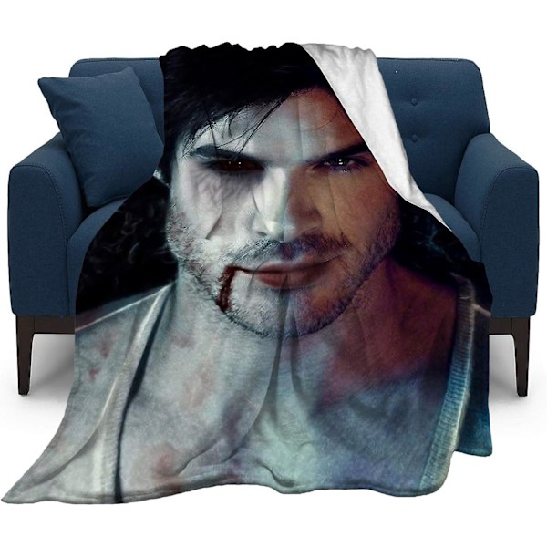 Ian Somerhalder Damon Salvatore Ultrapehmeä mikrofleece-peitto kotiin Sohva Mukava lämmin 3d-tulostettu peitto lapsille Aikuisten hyvä sänky 50x40in 125x100cm