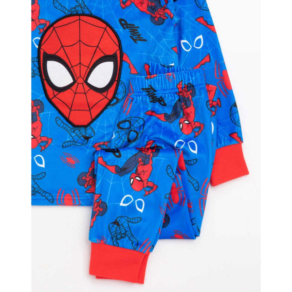 Spider-Man barn/barn fleece langt pyjamassett 9-10 år Blu Blå/Rød 9-10 år