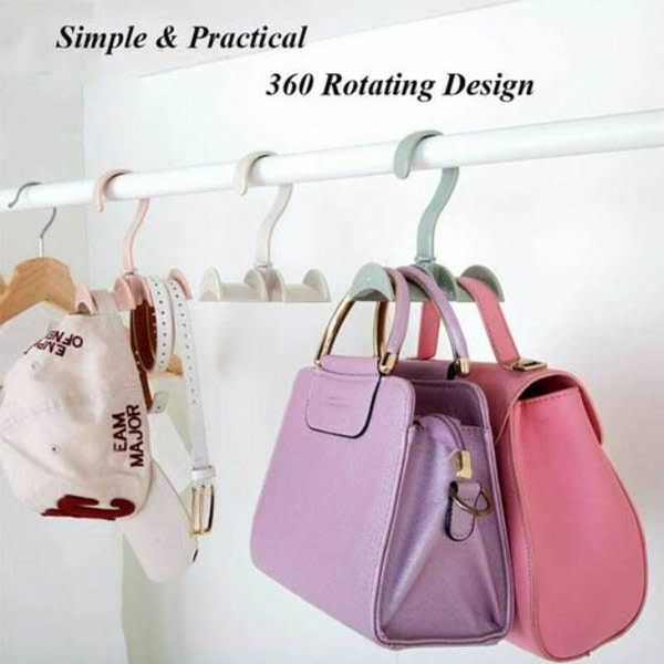 4 deler slipshållare, roterande handväskhängare, garderobshängare Scarfkrokar, plast Roterande väskhängare, for väska, ryggsäck, rem, halsduk