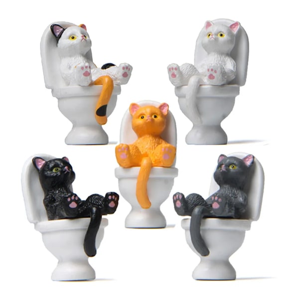 1. kat sidder på toilettet figurer mini killing hjem have landskab dekoration pvc figur miniature legetøj