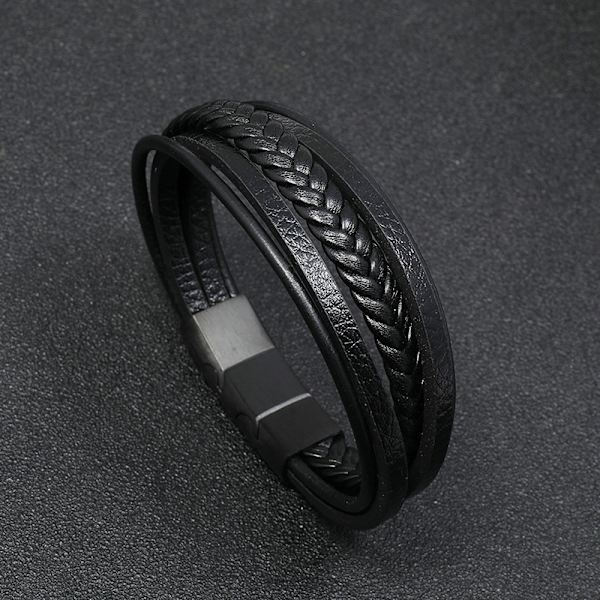 Flätat läderarmband för män