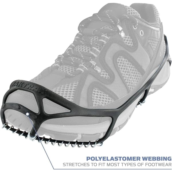 Walk Ice & Snow Grips för promenadskor, elastiskt gummiband & 1,2 mm stålspolar, ger grepp i is & snö, LL