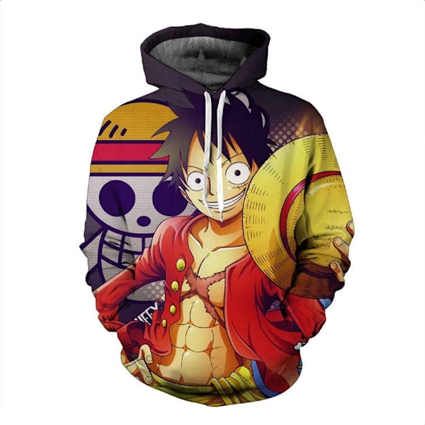 Cosplay 3D Anime Pullover Hoodie Monkey D Luffy Halloween Unisex Vuxen Manga Merch-tröja Med Kænguru Lommer Store