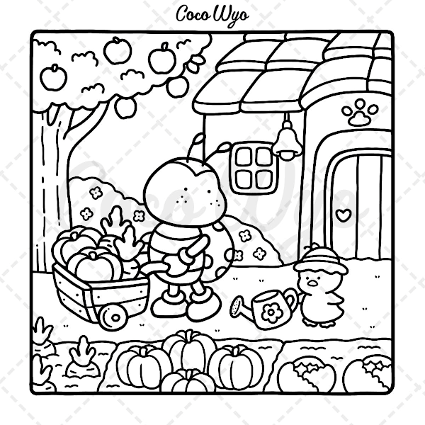 Färgläggningbok för Vuxna och Tonåringar med Super Söta Djurkaraktärer med Enkla och Lätta Mönster för Avkoppling Pocketbok Item 16: 48 pieces