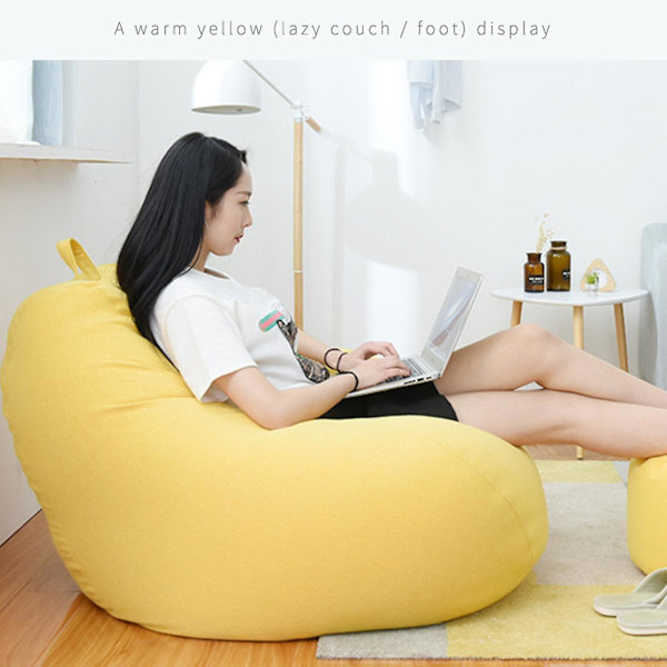 Ny extra stor sittsäcksstol Soffa Cover inomhus Lazy Lounger För Vuxna Barn Kampanjpris Gul Yellow 80 * 90cm