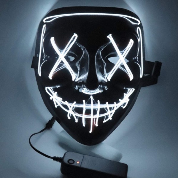 LED-karnevalsmask, LED-mask med 3 blixtlägen för Halloween-bil