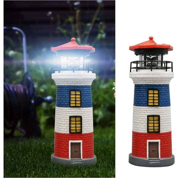 Solar Lighthouse Garden Lighthouse Solar LED-belysning Roterande