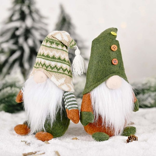 Julemandsdekorationer, 2-pak heks skandinavisk svensk julebordpynt gaver Farmhouse ansigtsløs dukke fyldt