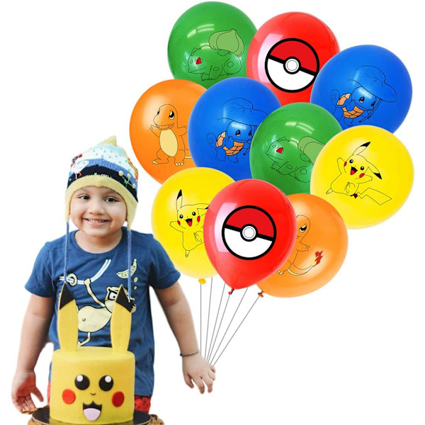 20 stk Pikachu Kids Party Ballong Bues Gratulerer med dagen 20 random ballons