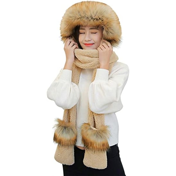 Animal Winter Hats 3 in 1 Warm Plysch Hoodie Cap Paw