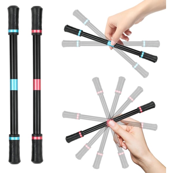 2-pack Roller Finger Spinning Penna, påfyllningsfri snurrande kulspetspenna för barn Studenter Anpassningsbar för stress relief (svart och röd)