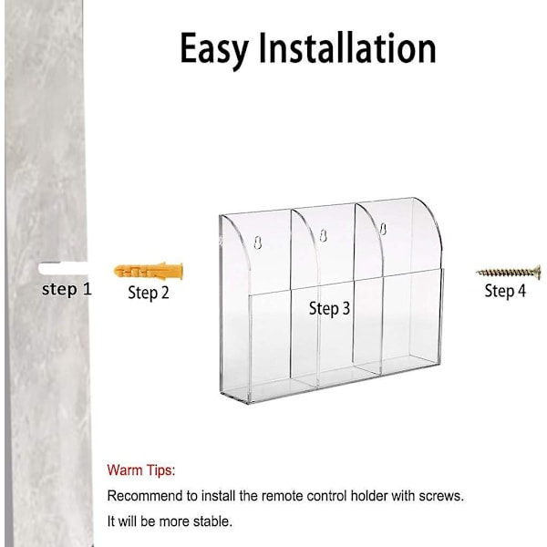 Fjernbetjeningsholder Klar vægbeslag Fjernbetjeningsholder Natbord Bekvem medieorganisator Opbevaringsboks (tre rum)