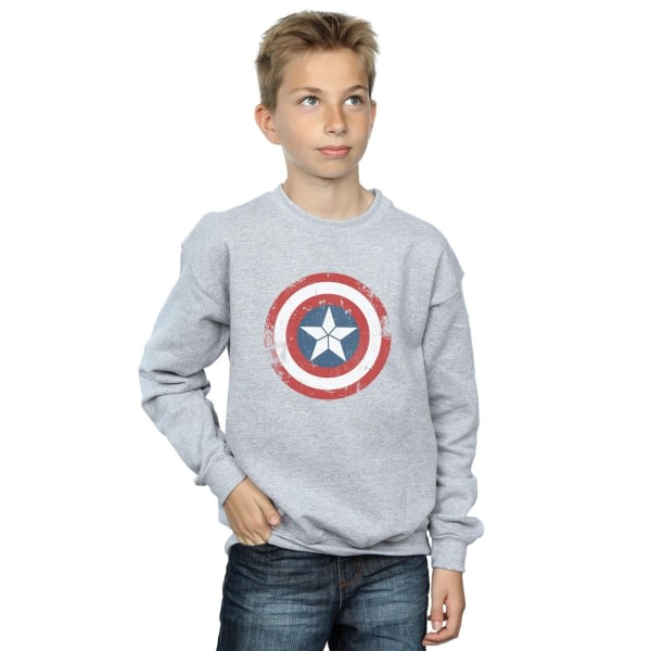 Marvel Boys Captain America Civil War Distressed Shield Sweatsh Sports Grey 9-11 år